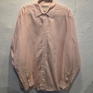 Banana Republic Mens button down dress shirt size XL orange/white